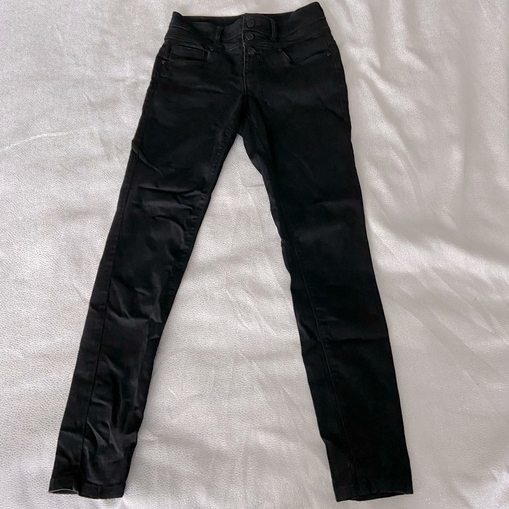 Foxy Jeans Mia High Waisted Black Skinny Jeans with Buttons
